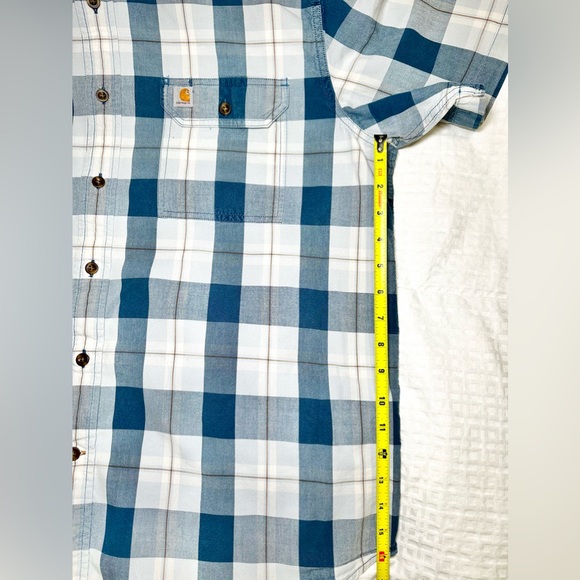 Carhartt Mens XL Relaxed Fit Plaid Button Front Short Sleeve Shirt 100% Cotton - Picture 7 of 8